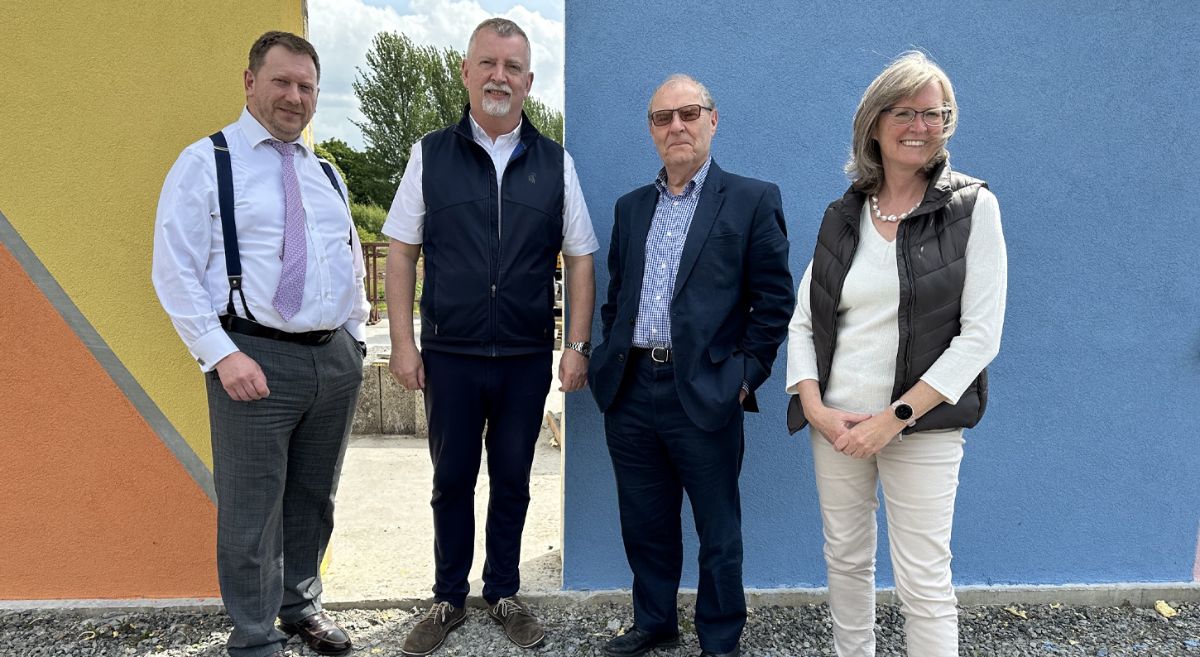 Picture of Barry Nelson (CEO, CITB NI), Paul Henry (Business Services, SERC), Peter Roberts (Chair of Belfast Retrofit Delivery Hub) and Debby Caldwell (Climate Commissioner, Belfast City Council)